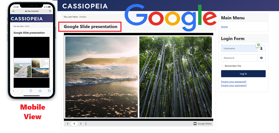 Google Slide Presentation in Joomla Website