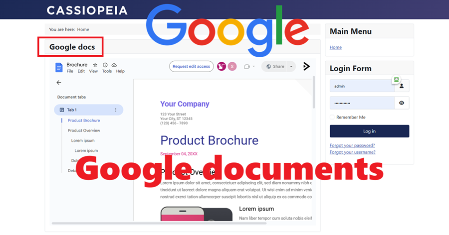 Google Spreadsheets for Joomla Module frontend view