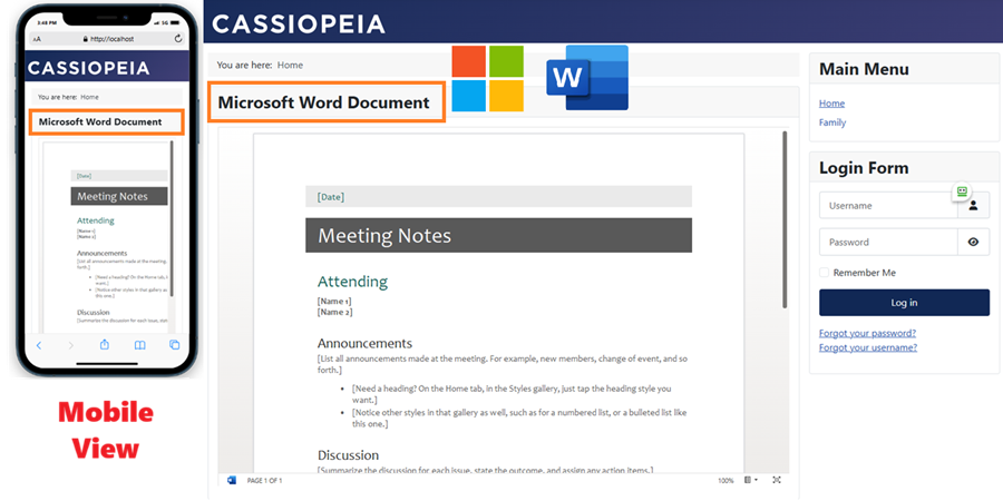 Microsoft for Joomla Module frontend view