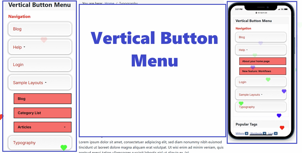 vertical menu button design